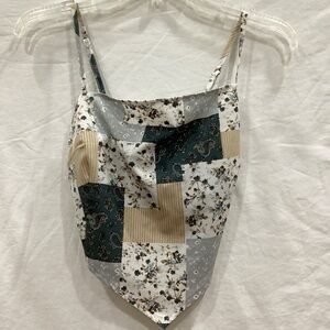 💚SHEIN Floral and Stripe Patchwork Top